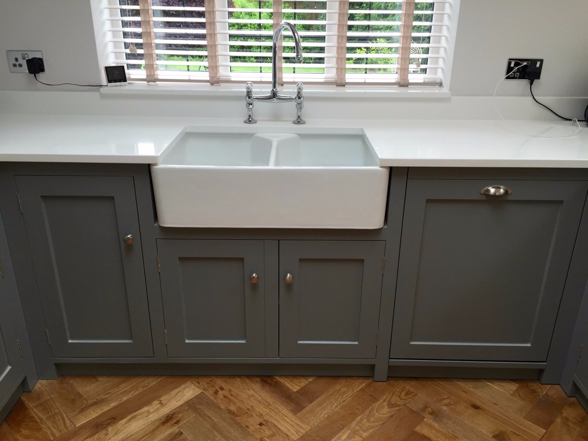 Fully bespoke, fitted shaker style kitchen hand made from solid wood.